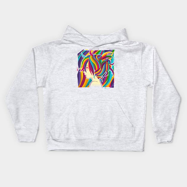 colorful girl #5 Kids Hoodie by keenkei